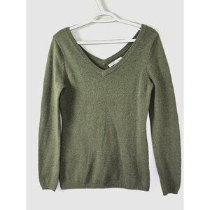 Old Navy Womens Olive Green V Neck V Back Sweater M Preppy Y2K Classic Minimal